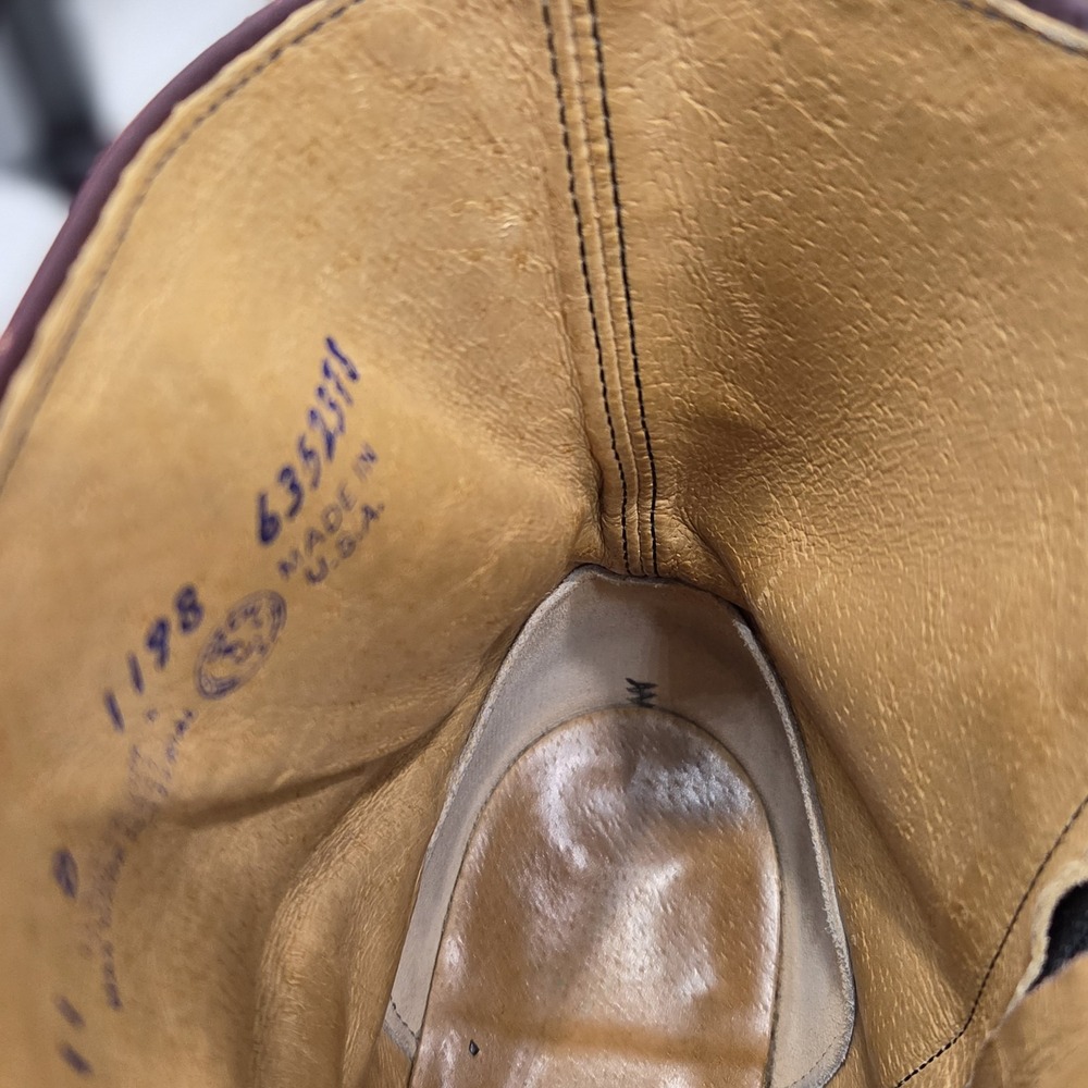 Vintage UFCW 1198 Union Leather Zip Up Western Ankle Boots Burgundy Mens 11 D - Picture 8 of 16